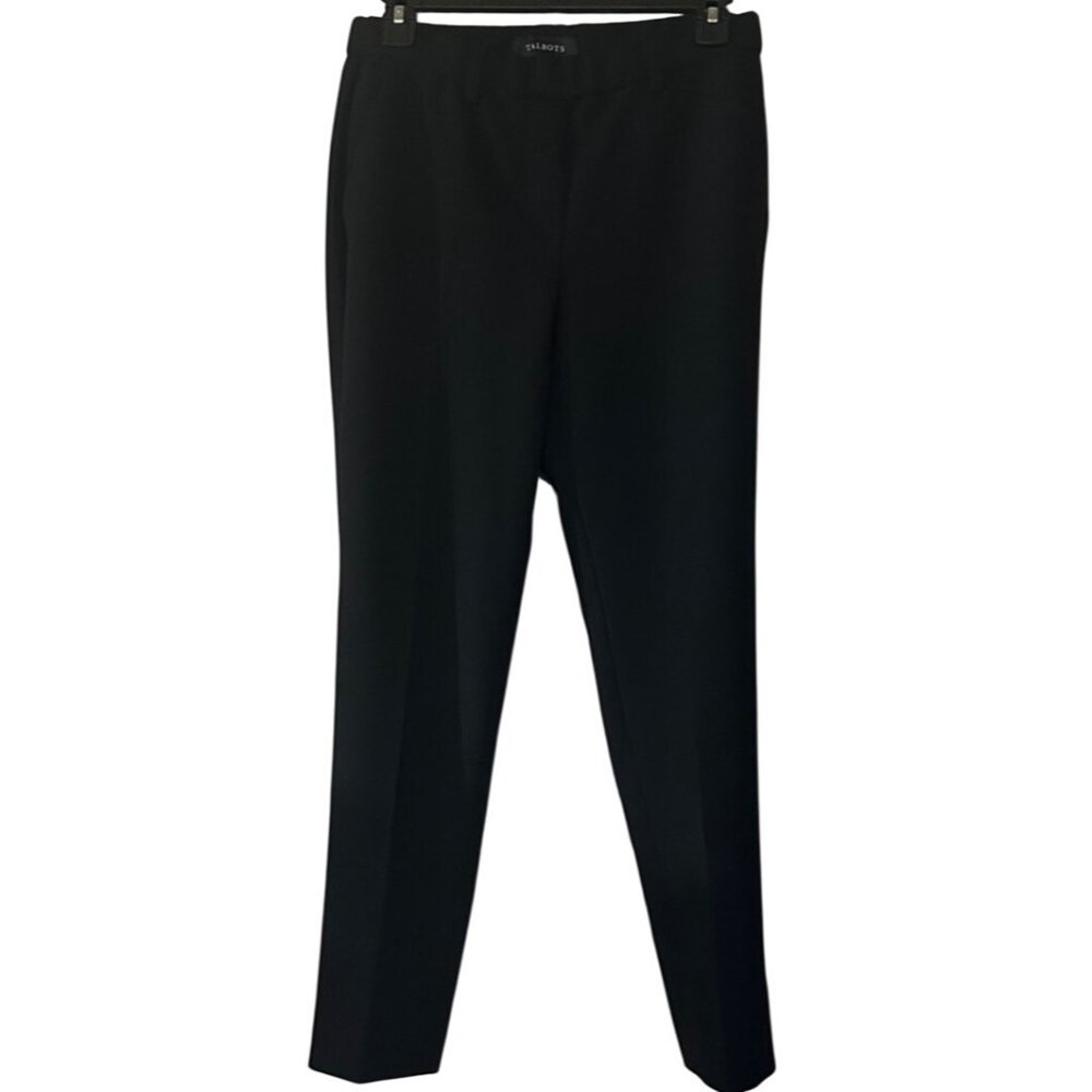Women's TALBOTS Petite Cambridge Stretch Black Pants Polyester Blend Size 2P